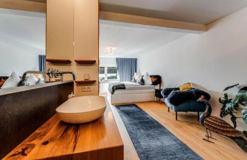 Luxus Ferienwohnung mit Badewanne, Kamin und Bergblick - Photo 29