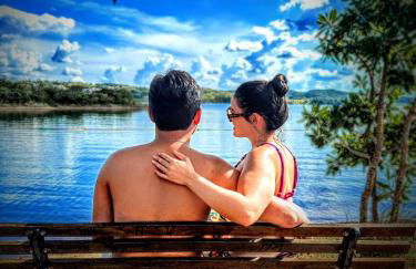 Chalé Mirante, piscina, cachoeira, lago e vista espetacular em Alexânia Goiás - Foto 41