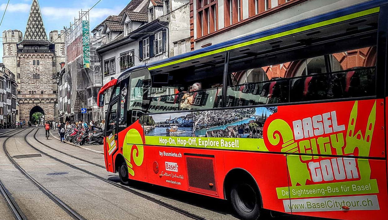 Sightseeing bus in the center of Basel