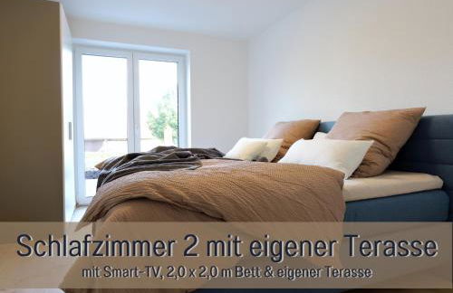 Ferienhaus Höckelheim - FeWo Blaue Lagune - neu, modern & geräumig - 100 qm - 3 Schlafzimmer - bis 6 Gäste, Babies reisen gratis - Garten, Grill & Terrasse - Fußbodenheizung - Smart-TV - Küche mit Backofen, Spülmaschine & Toaster - nahe Göttingen - Foto 12