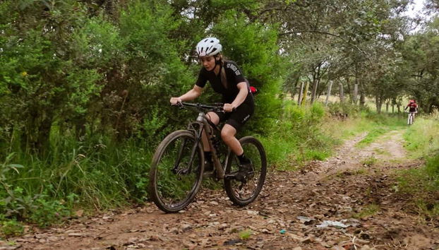 Enjoying the mountain biking route