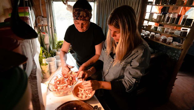 Cooking in Diana's home