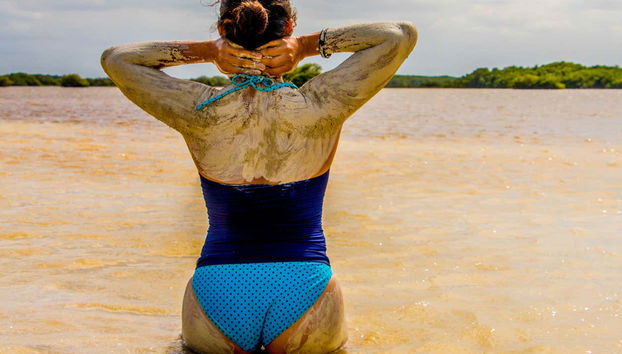 Mud baths allow for the exfoliation of dead skin