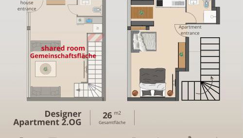Design Apartment für bis zu 4 im 2 OG, modern, Dachterrasse, Grill, ruhige Lage, Smart TV, Wii, LAN und WLAN - Foto 4