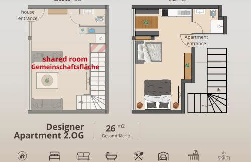 Design Apartment für bis zu 4 im 2 OG, modern, Dachterrasse, Grill, ruhige Lage, Smart TV, Wii, LAN und WLAN - Foto 4