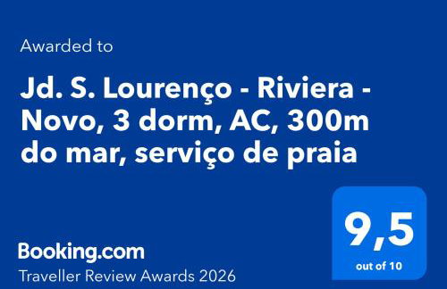 Jd. S. Lourenço - Riviera - Novo, 3 dorm, AC, 300m do mar, serviço de praia - Foto 2