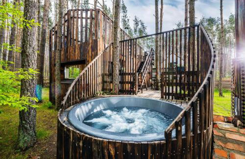 Domek lubiana180 SCANDI wśród drzew JACUZZI SAUNA KOMiNEK i TARAS na dachu jezioro Kaszuby Pieski tylko do 10kg za dodatkową opłatą - Foto 16