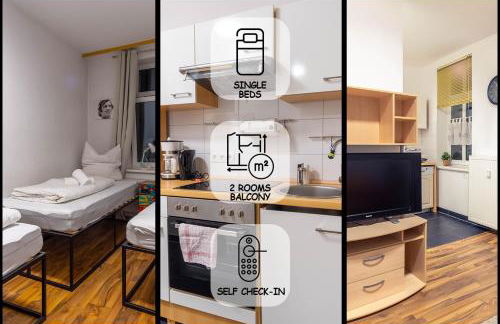 Balkon, Waschmaschine, TV, Einzelbetten, nahe Völkerschlachtsdenkmal - Foto 1