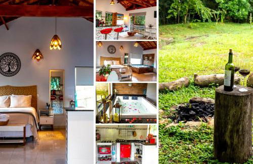 Chalé Canto do Galo 1 - Hidro da Jacuzzi, Lareira Ecológica, Cozinha Completa, Wi-Fi 80mbps, próximo a comércio local e relaxando ao som do riacho - Photo 1