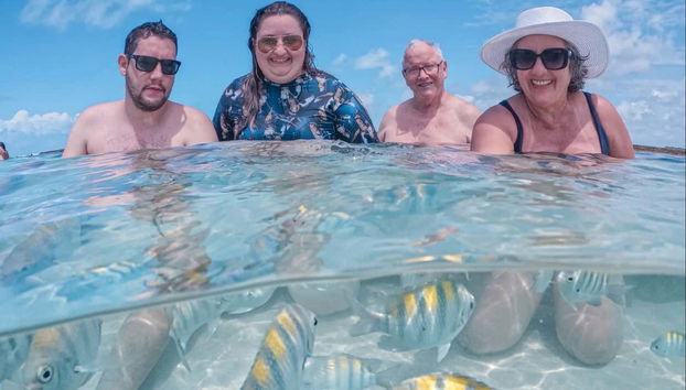 Enjoying a dip in the pools