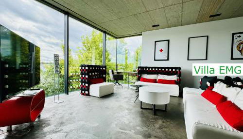 Luxus Design Ferienhaus Villa EMG Bensheim nah Frankfurt, Heidelberg mit Sauna, Schwimmteich, Garten für Familien und Gruppen bis 17 Personen - Foto 3