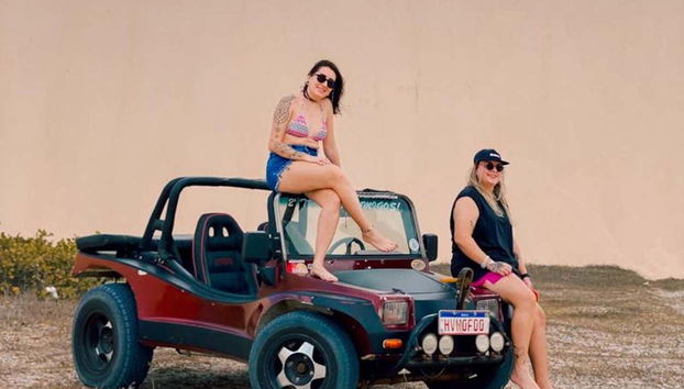 Desfrutando do tour de buggy por Jericoacoara