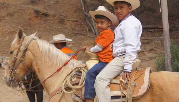 Niños montando a caballo