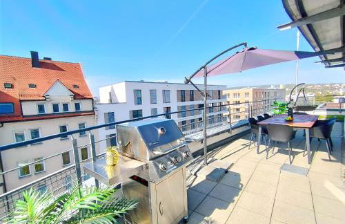 Ulmer Penthouse für 7, Arbeitsplatz, XXL-Dachterrasse, Grill, Wii - Foto 4