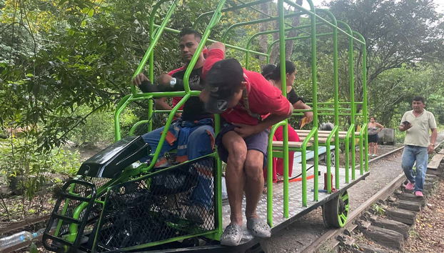 Enjoying the eco tourist train ride