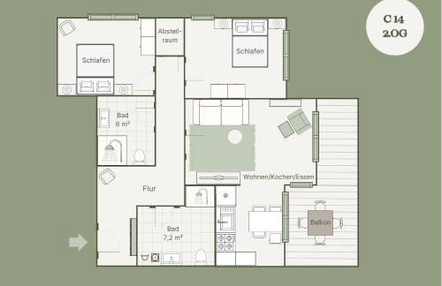 Apartment C14 Südbalkon mit Blick ins Grüne & Nutzung der Wellness- & Aktivbereiche im "Pine Hill Resort" - Foto 16