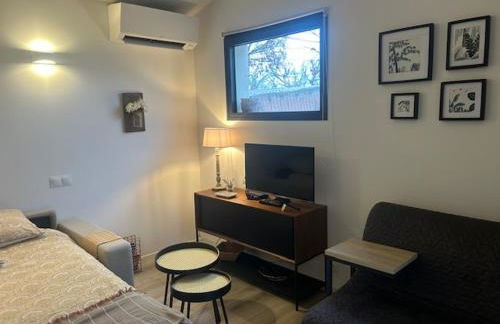 LA BRINDILLE Petit mas provencal meublé de tourisme 3 étoiles 2-3 personnes 1 piece 30 m2 tout confort lisière foret jardin Jacuzzi Piscine - Foto 7