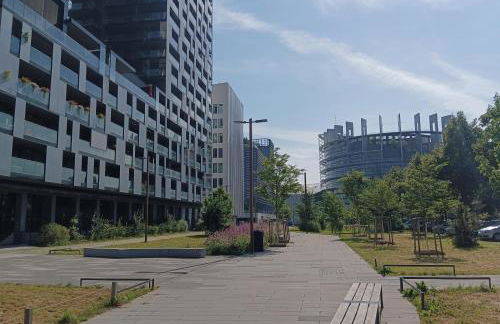 Vue Parlement Européen - Grande terrasse au calme - Tram à 2 min - Parking - Foto 23