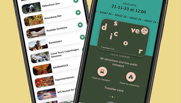 Écrans de téléphone portable avec Copenhagen Card-Discover