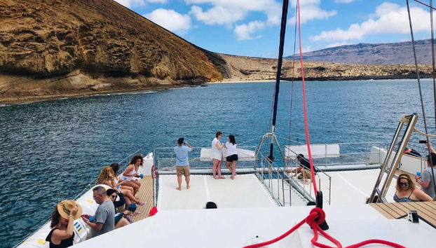 Parte traseira do catamarã