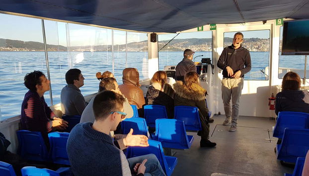Montados en el barco para explorar la ría