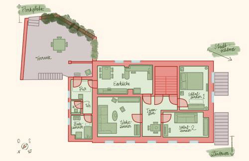 Haus Am Stadtschloss FeWo 3 Zimmer Küche Bad - Foto 24