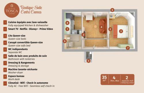 La Suite Tosca - Carré d'Or - 2min Palais & Croisette - Boutique Suite - Foto 14