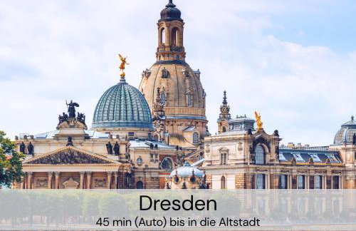 TinyHousebeiDresden mit Faßsauna unser größtes winziges Häuschen für bis zu 7 Personen, Kaminofen, große Terrasse - Nähe Sächsische Schweiz - Von Juni - September Mindestmietzeit 1 Woche Sa-Sa - Foto 48