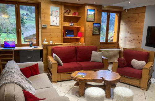 l'Echo des Glieres vue montagne centre village sauna & grill - Foto 7