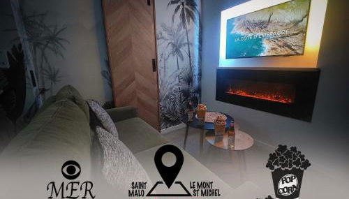 MRODBNB - Appart Neuf - Aperçu Mer - 25m Plage & Resto - Ciné - Cheminée - Popcorn - Foto 3