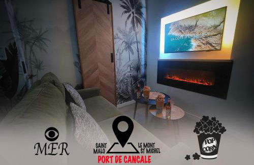 MRODBNB - Appart Neuf - Aperçu Mer - 25m Plage & Resto - Ciné - Cheminée - Popcorn - Foto 3