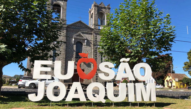 São Joaquim sign in front of the main church