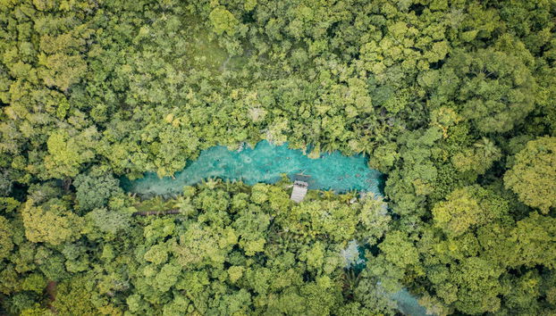Vue aérienne sur la rivière Bonito