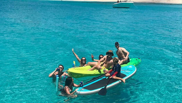 Swimming in the clear water