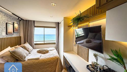 Studio Lindo e Finamente Decorado com Vista Mar - Foto 2