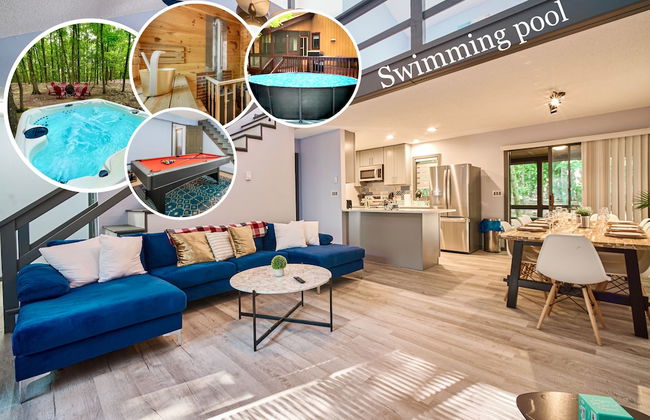 4BD Family Cottage in Pocono Forest W Private Pool & Hot-tub by RedAwning - Foto 1