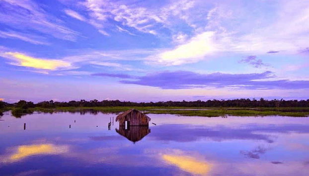 Colores del atardecer en el Amazonas