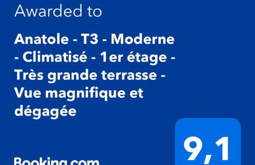 50 M2 -T3- 4 personnes - Moderne-Climatisé-2 chambres-Wifi -Très grande terrasse de 35 M2 avec BBQ-1er étage dans petit immeuble - Vue magnifique et dégagée - Foto 4