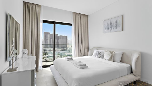 WelHome - Charming Apt With City Lights in Sobha Waves - Foto 5, Habitación