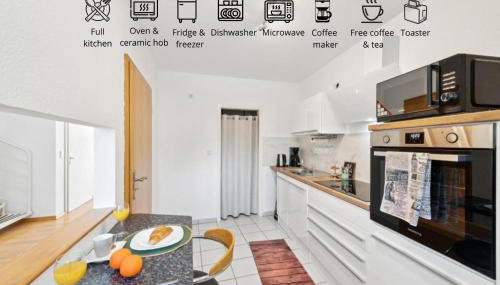 Gelbe Koffer - Vintage Maisonette in Neunkirchen - 2 separate Schlafzimmer - bis 4 Pers - Photo 4, stove, dishwasher, toaster