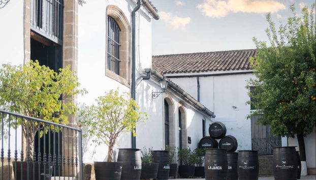 Walk around the courtyard in the winery
