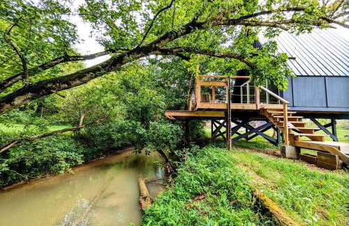 Creekside A-Frame Retreat with Treehouse Views, Hammock Lounge & Indoor-Outdoor Shower in New Port, Tennessee - Foto 25