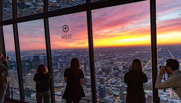 Entardecer no 360 Chicago Observation Deck