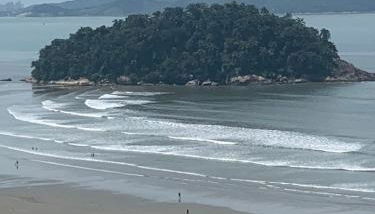 São Vicente Itararé prédio frente mar apto fundo vista parcial - Foto 2