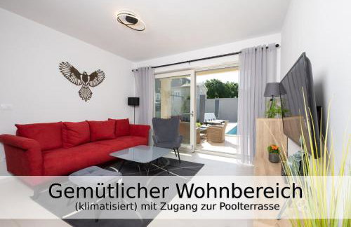 Villa Falco für Familien, bis 6 Personen, 3 Schlafzimmer mit Bad en Suite, Pool mit Loungebereich, Grillterrasse, schnellem Wlan, 2 Parkplätze, - Foto 5