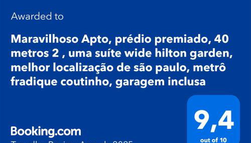 Maravilhoso Apto, prédio premiado, 40 metros 2 , uma suíte wide hilton garden, melhor localização de são paulo, metrô fradique coutinho, garagem inclusa - Foto 3