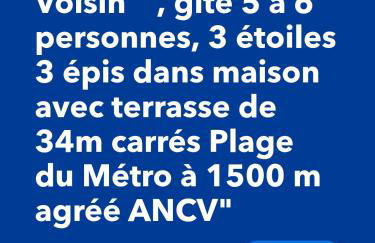 "L'Océan pour Voisin", gîte 5 à 6 personnes, 3 étoiles 3 épis dans maison avec terrasse de 34m carrés Plage du Métro à 1500 m agréé ANCV - Foto 2