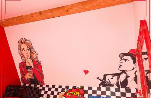 LOFT "POP ART 50's" Idéal PRO - Écran cinéma rétroprojecteur - WIFI Fibre - Borne arcade de jeu - Centre Ville - Foto 33