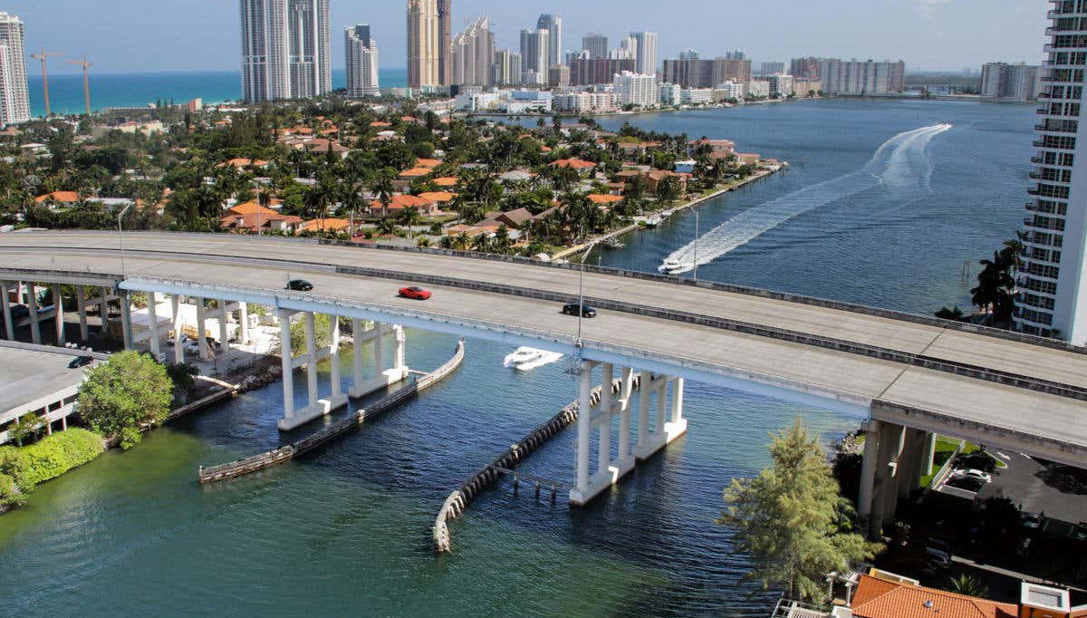 Vue aérienne sur Miami Beach