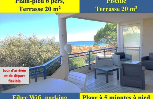 Plain-pied, terrasse, piscine, pleine vue mer, plage à 6' à pied, parking, wifi - Foto 24